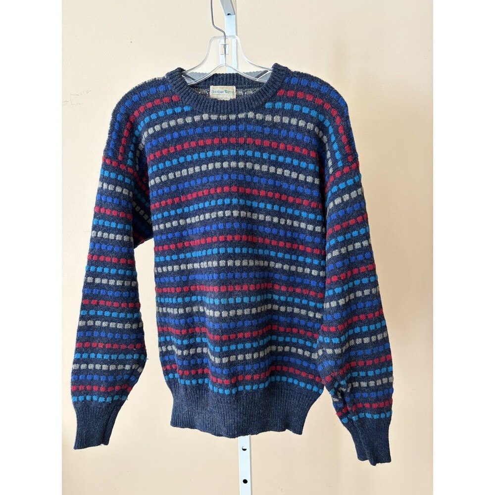 Vtg. Boundary Waters Dayton’s Men M Blue Colorful Wool & Acrylic 80’ Sweater Y2K